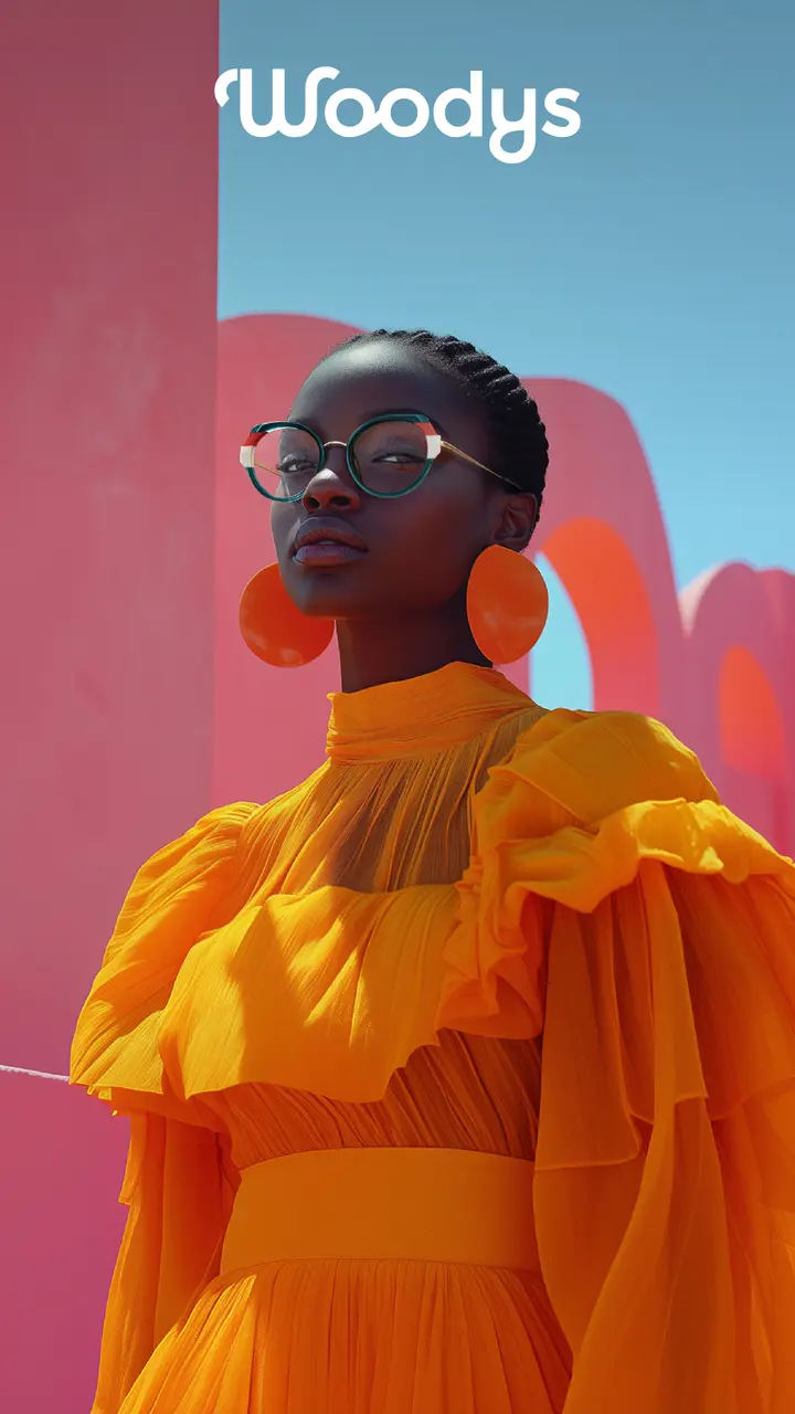 Femme noire avec lunettes optiques colorées